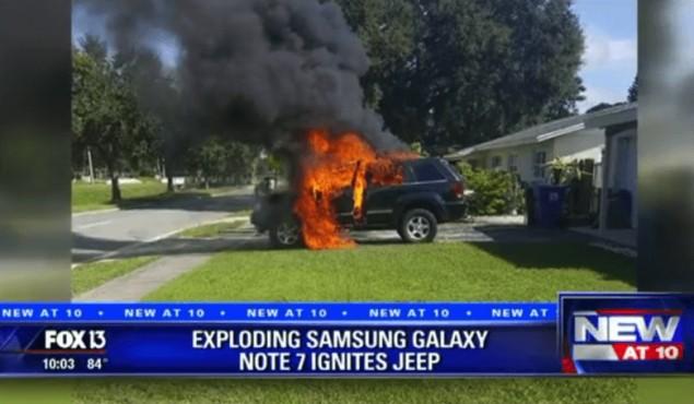 Gara-gara Samsung Galaxy Note7 Sebuah Mobil Meledak