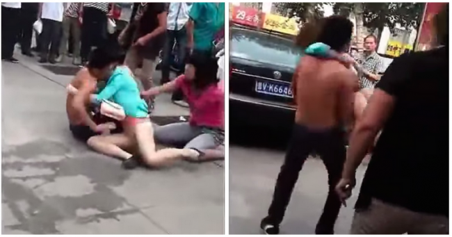 [VIDEO] Seorang Pria Coba Lindungi Wanita Selingkuhan dari Amukan Istri dan Anak Perempuan