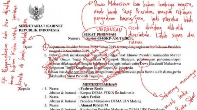 Typo Tingkat Dewa, Surat Stafsus Jokowi Direvisi Warganet Layaknya Skripsi