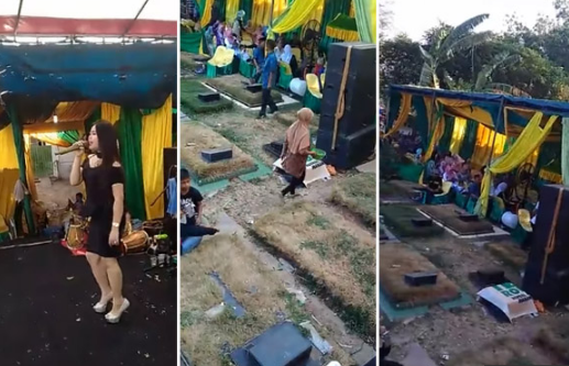 Dangdutan di Tengah Kuburan, Warganet Dibuat Geram