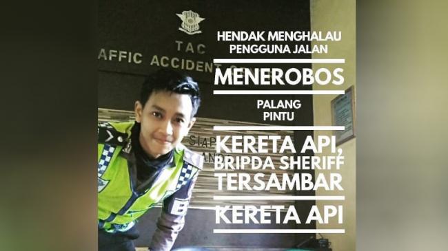 Bripda Sheriff Tersambar Kereta Api Belasan Meter saat Halau Pengendara