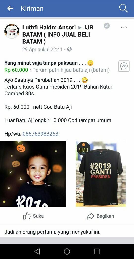 Lapak Kaos Ganti Presiden 2019 di FJB Batam Sepi Peminat