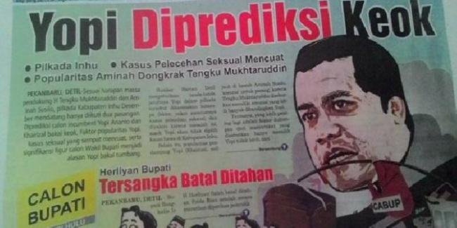 Diberitakan akan Keok di Pilkada Inhu, Bupati Yopi Arianto Tampar Wartawan 
