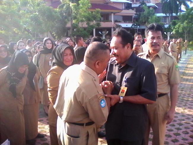 Walikota Terpilih Rudi Dampingi Ahmad Dahlan Pamitan ke Ribuan Pegawai Pemko Batam