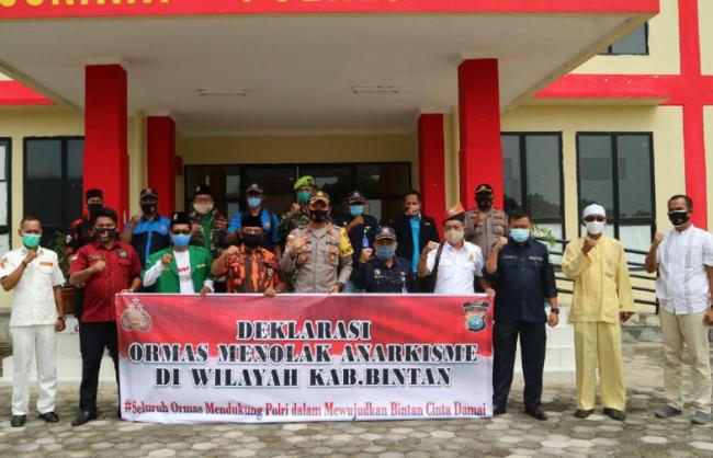 Polres dan Ormas di Bintan Deklarasi Tolak Aksi Unjuk Rasa Anarkis