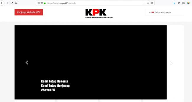 Tampilan Hitam di Halaman Situs Resmi KPK