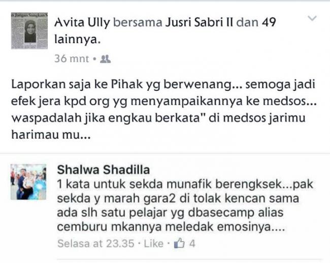 Seorang Netizen Tuding Sekda Tanjungpinang Sidak Gara-gara Ditolak Kencan