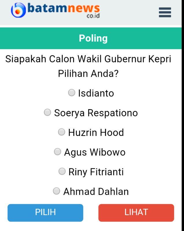 Batamnews Gelar Poling Cawagub Kepri, Tentukan Pilihan Anda