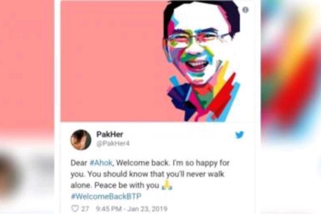 Tagar #WelcomeBackBTP Sambut Pembebasan Ahok Hari Ini