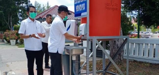 Pemko Pasang Sarana Cuci Tangan di Titik Keramaian