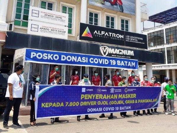 7.800 Driver Ojol di Batam Terima Bantuan Masker dari Apindo Kepri