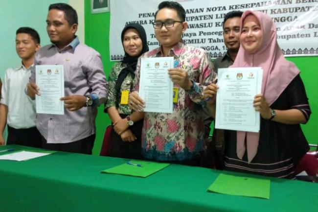 KPPAD, KPU dan Bawaslu Lingga Jalin Kerjasama, Anak Dilarang Terlibat Kampanye
