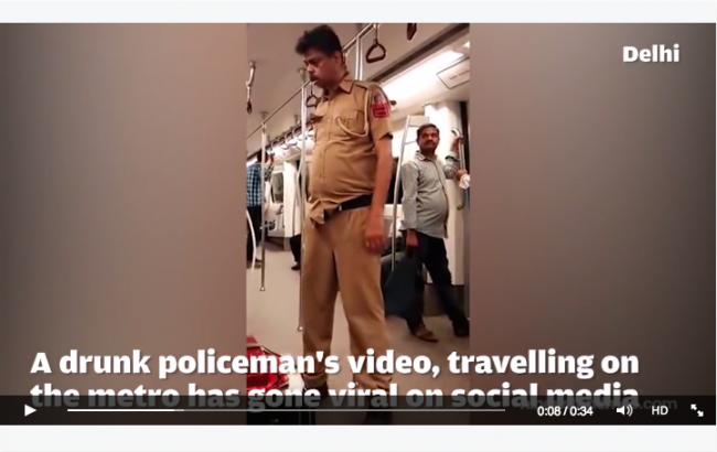 [VIDEO] Polisi Mabuk Tersungkur di Atas Kereta