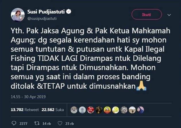 Menteri Susi Minta Kapal Maling Ikan Tak Dilelang Tapi Dimusnahkan