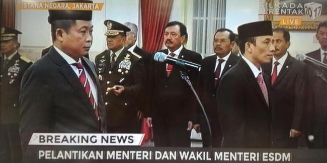 Jonan Dilantik Jadi Menteri ESDM, Arcandra Wakil Menteri ESDM