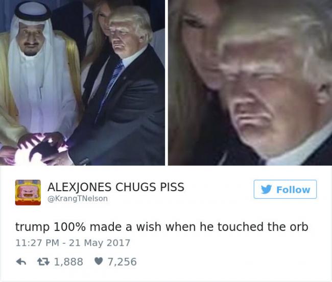 Reaksi Kocak Ketika Trump Menyentuh Bola Dunia di Arab