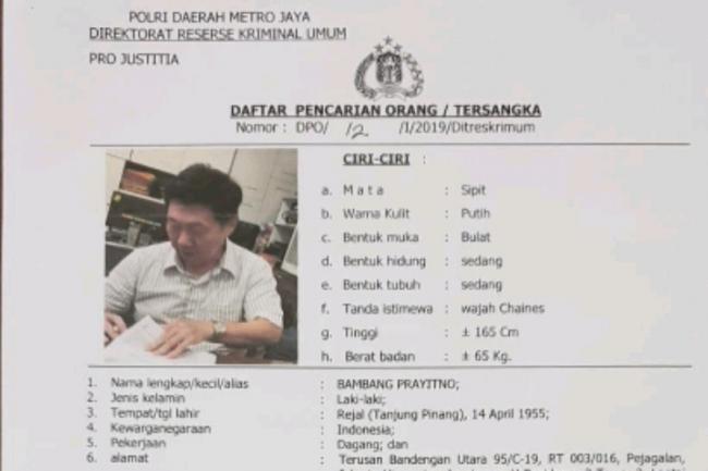 Dirut PT SSLP Asal Lingga Ditetapkan Sebagai DPO Polda Metro