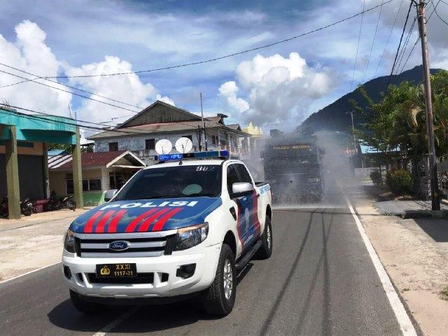 Jelang New Normal, Kota Ranai Disemprot Disinfektan