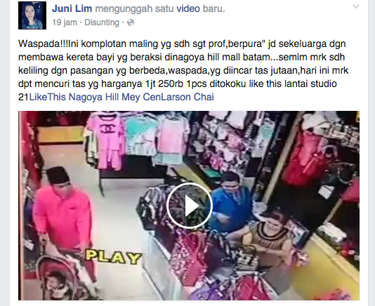 [VIDEO] Dua Cewek Cantik dan Seorang Pria Terekam CCTV Curi Tas Mahal di Nagoya Hill Mall 