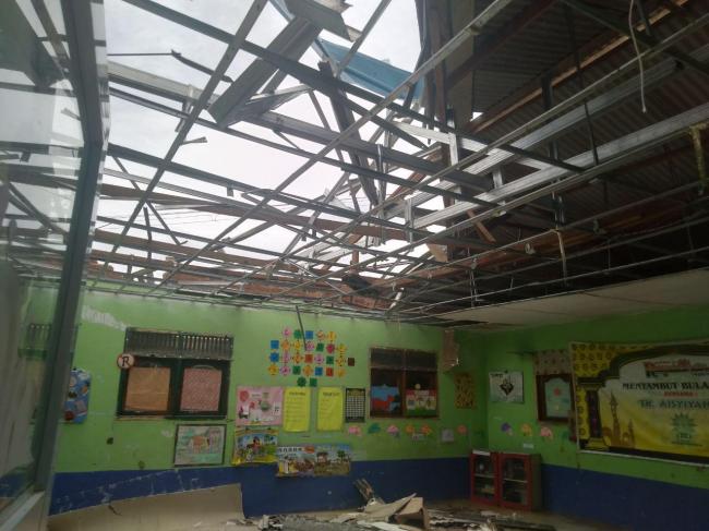 Penampakan TK di Sei Beduk Porak Poranda Diterjang Puting Beliung