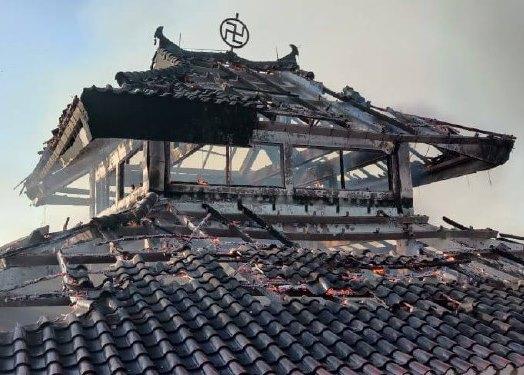 Vietnam`s Quan Am Tu Camp Pagoda in Galang Is on Fire