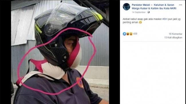Viral Pria Pakai BH sebagai Masker Saat Kabut Asap, Ini Salah Kaprah!