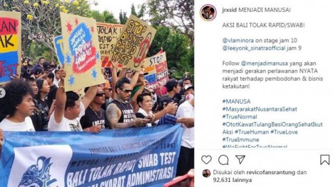 Tanpa Masker, Jerinx SID Demo Tolak Rapid dan Swab Test