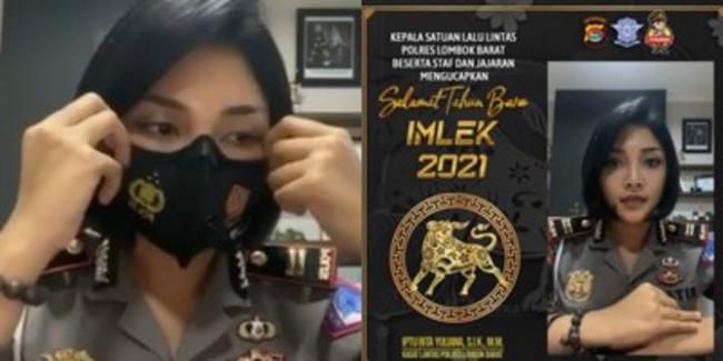 Kasatlantas Cantik Bikin Ucapan Selamat Imlek Bahasa Mandirin, Netizen Salfok