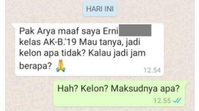 Chat Viral Siswi Tanya Kelas Pakai Singkatan, Guru: Hah? Kelon?