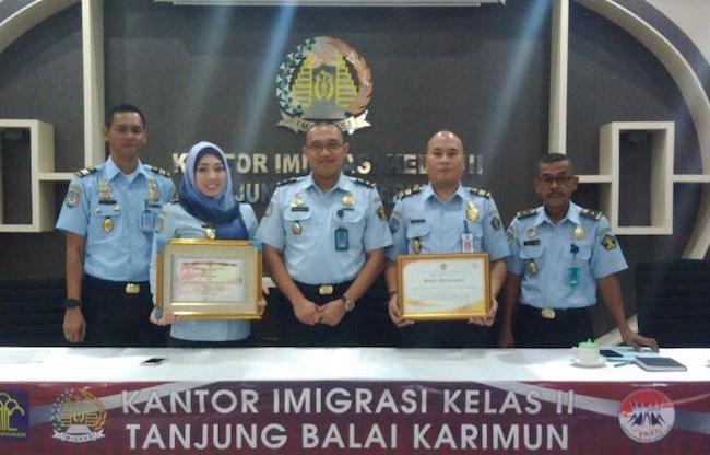 Imigrasi Karimun Raih Penghargaan Kemenkum HAM
