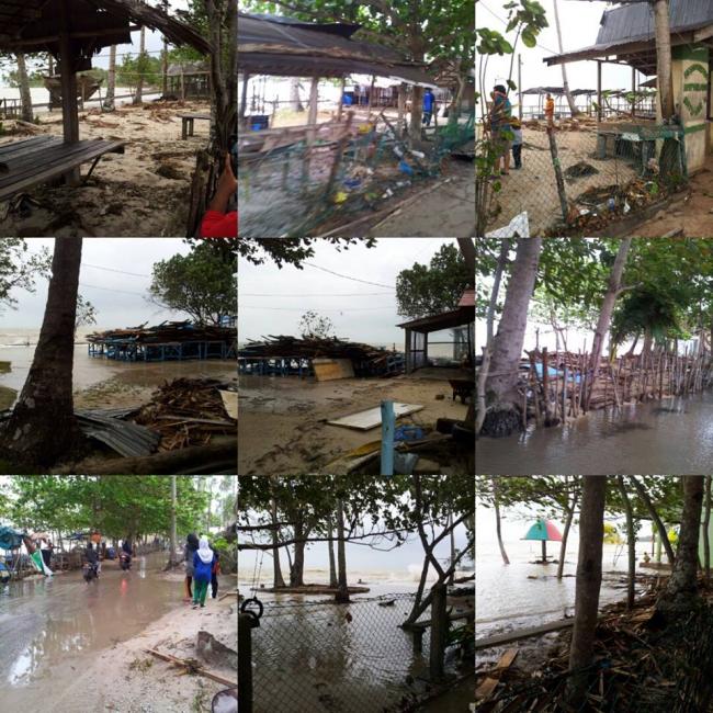 Restoran Apek Kolor Batu Besar Porak Poranda Dihantam Gelombang