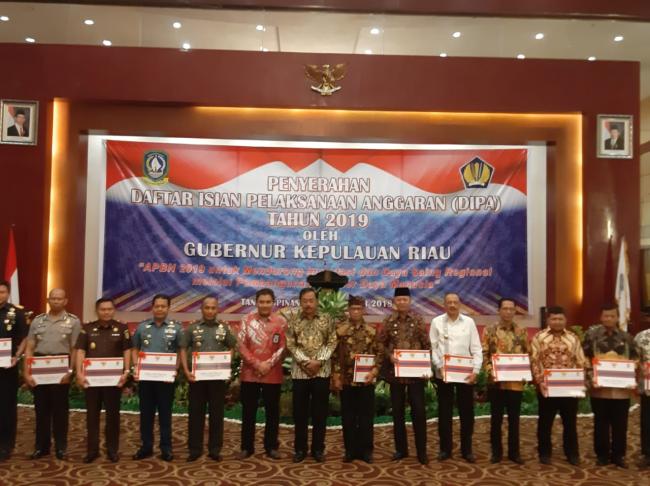 Bupati Hamid Hadiri Penyerahan DIPA 2019 di Gedung Daerah Tanjungpinang