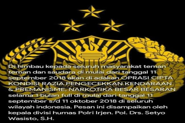Kabar Razia Cipkon Skala Besar Terjadi Bulan Ini Ternyata Hoax