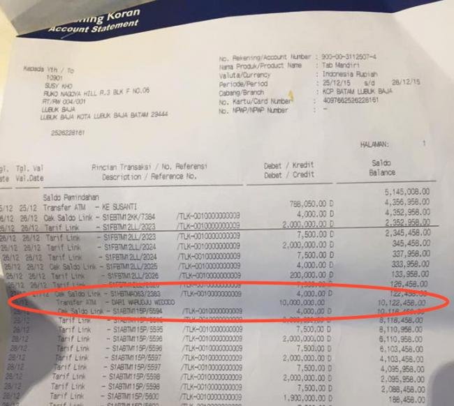 Ini Nama Pria yang Diduga Menguras Uang di Rekening Bank Mandiri Milik Susy Kho 