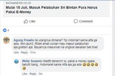 Protes Warganet Soal Penerapan E-Money di Pelabuhan Sri Bintan Pura