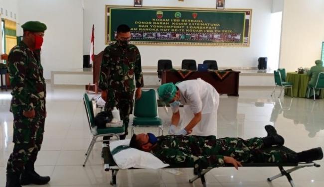 HUT Kodam I/BB ke-70, Kodim 0318/Natuna Gelar Aksi Donor Darah