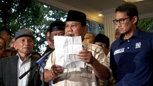 Sandiaga Uno Hanya Diam saat Deklarasi Presiden 2019-2024