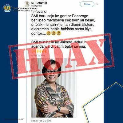 Benarkah Sri Mulyani Membawa Cek ke Gontor dan Ditolak?