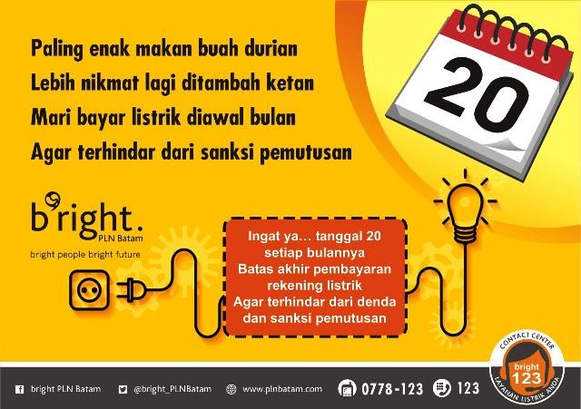 PLN Batam Ajak Pelanggan Bayar Listrik Tepat Waktu