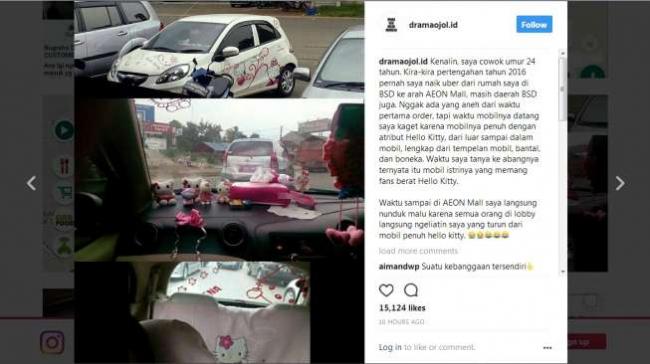 Kisah Lucu Penumpang Naik Taksi Online Serba Hello Kitty