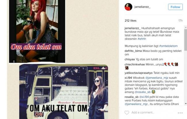  Maia Pelesetkan Foto Mulan Jameela Jadi Meme "Om Aku Telat Om"