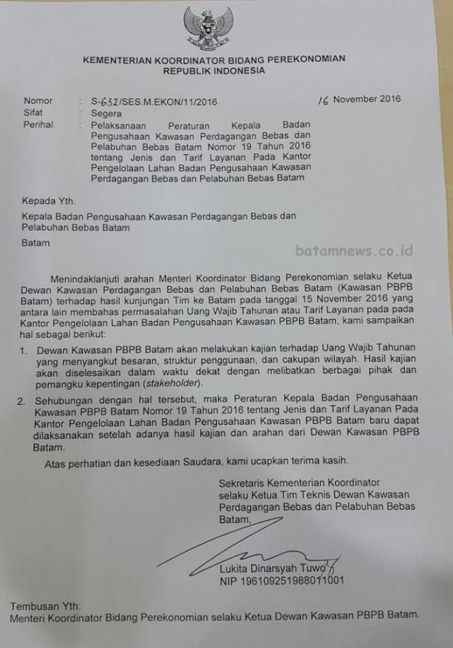 Kemenko Perekonomian Terbitkan SK Penundaan Perka No 19