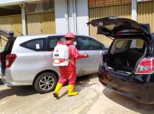 Gerakan KitaVSCorona, Grab Semprot Disinfektan Kendaraan Mitra