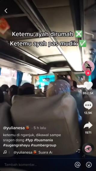 Viral Video TikTok Anak Tak Sengaja Bertemu Ayahnya Saat perjalanan Mudik 