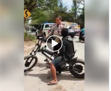 Video: Pemotor Modifikasi Linglung Terciduk Pak Polisi di Batam Centre