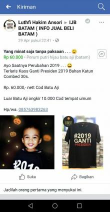 Lapak Kaos Ganti Presiden 2019 di FJB Batam Sepi Peminat