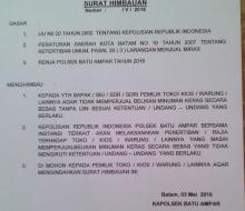 Kapolsek Batuampar Minta Pedagang Tidak Jual Mikol Secara Bebas