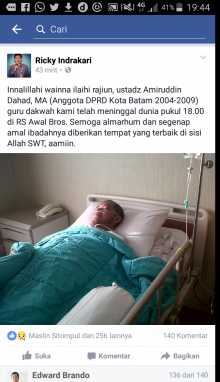 Mantan Anggota DPRD Batam Periode 2004-2009  Meninggal Dunia
