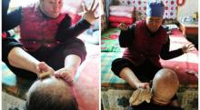 Wanita Ini Terpaksa Cukur Rambut Suami dengan Kedua Kakinya