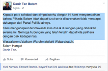 Ini Kata Danir Tan Setelah Gagal Diusung PAN Jadi Kandidat Calon Wali Kota Batam